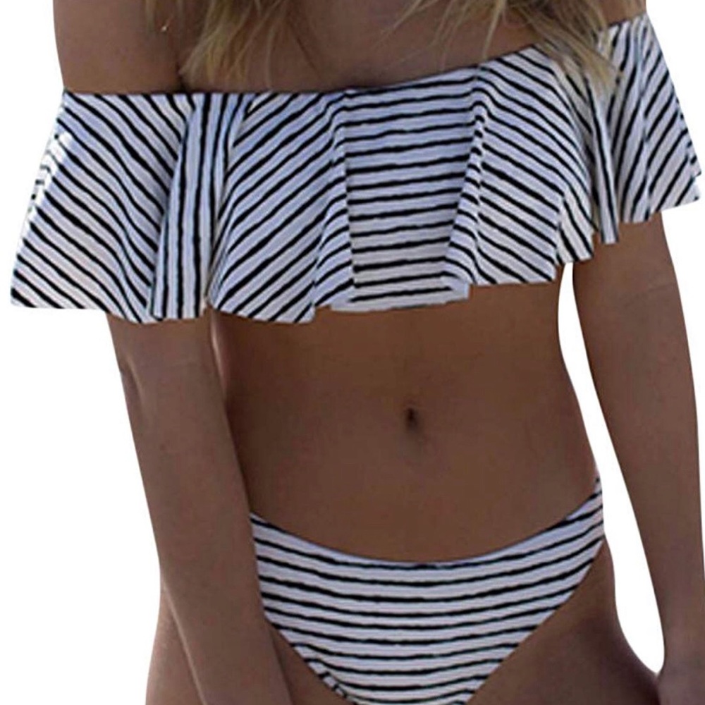 Off the shoulder black and white bikini